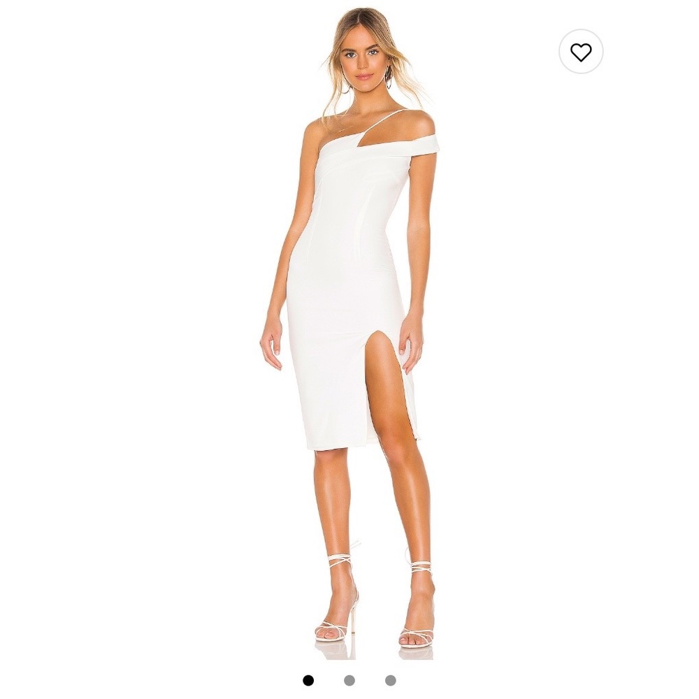 Revolve Superdown Jillian Asymmetric Midi Dress Size Medium Color White